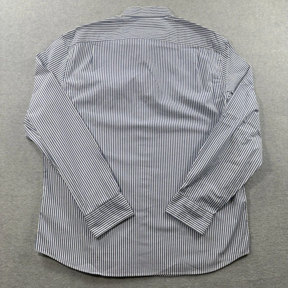 J. Crew Button Down Shirt Mens XL Blue Striped Mercantile Flex Slim